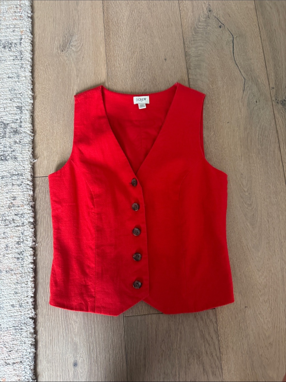 J. Crew Red Sleeveless Button Vest